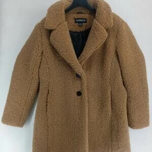 Liz Claiborne Tan Teddy Faux Fur Sherpa Coat Jacket - size large